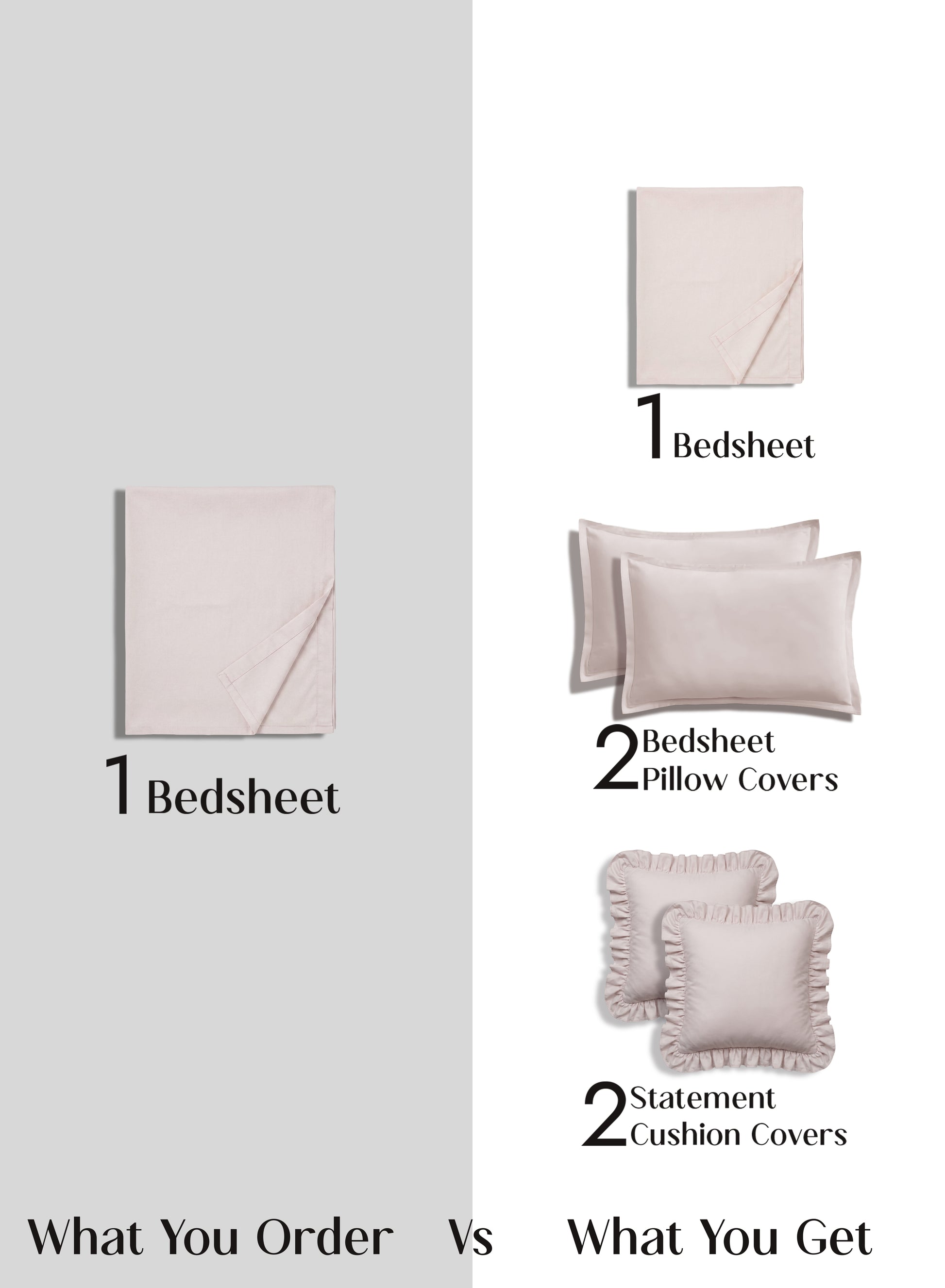 Home Crayons LuxeSoft™ Double Bedsheet Set | Oversized King | Includes 2 Pillow Covers & 2 Cushion Covers | Sakura Blush