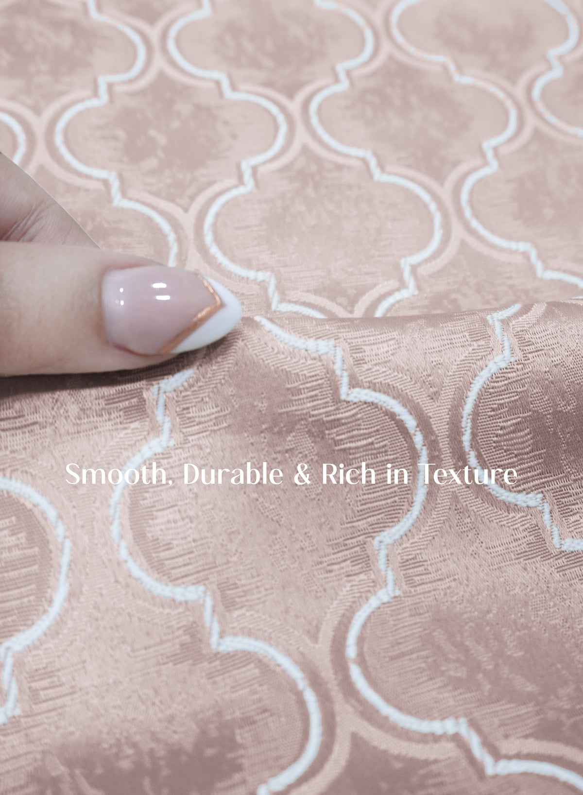 Teramo Jacquard Room Darkening Curtains | Crest Jacquard Weave | Dusky Peach | Set of 2 | Fully Customizable