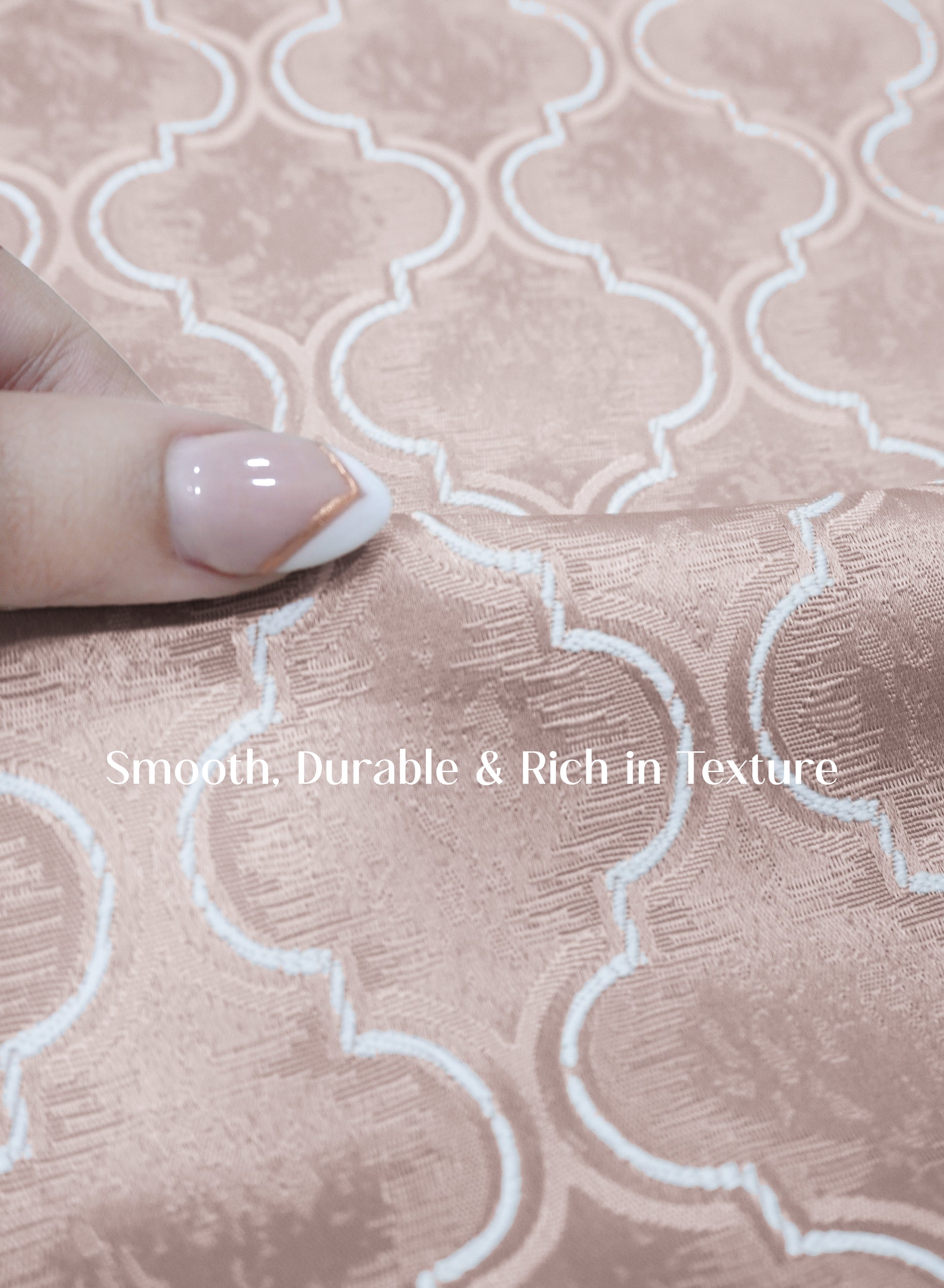 Teramo Jacquard Room Darkening Curtains | Crest Jacquard Weave | Dusky Peach | Set of 2 | Fully Customizable