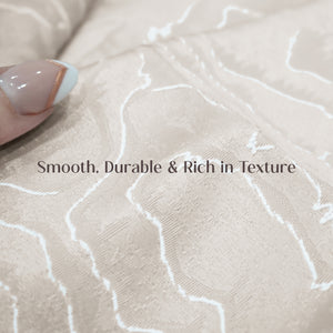 Teramo Jacquard Room Darkening Curtains | Drift Jacquard Weave | Sahara Beige | Set of 2 | Fully Customizable