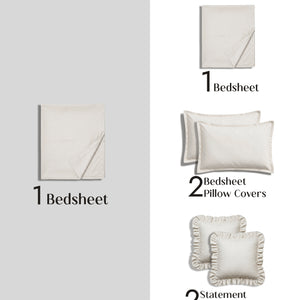 Home Crayons LuxeSoft™ Double Bedsheet Set | Oversized King | Includes 2 Pillow Covers & 2 Cushion Covers | Morning Glory