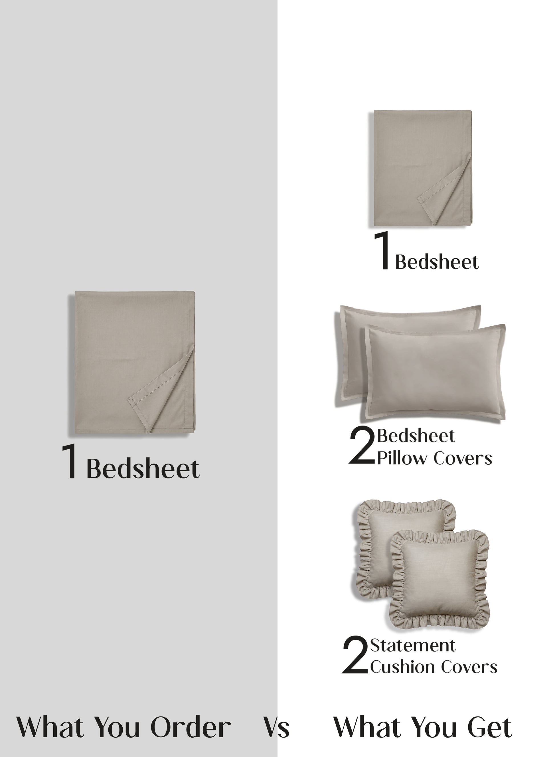 Home Crayons LuxeSoft™ Double Bedsheet Set | Oversized King | Includes 2 Pillow Covers & 2 Cushion Covers | Latte Crème