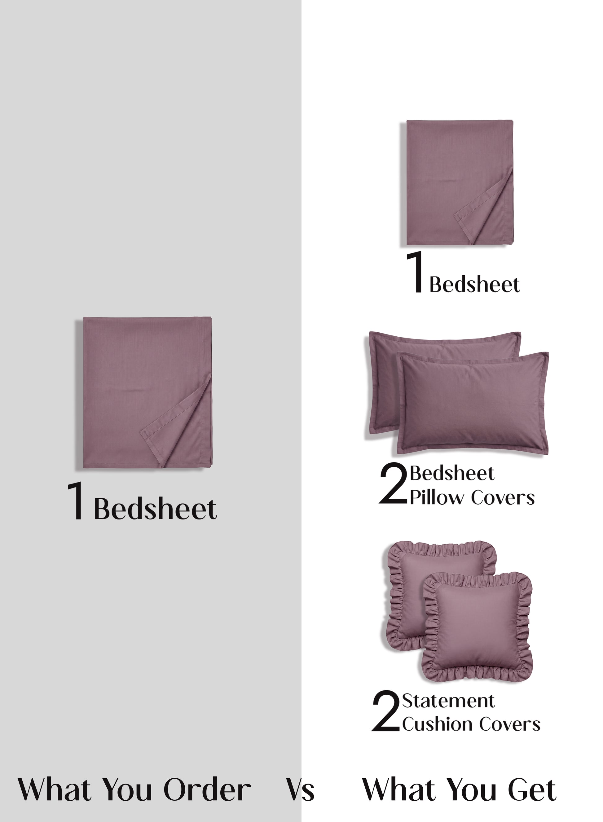 Home Crayons LuxeSoft™ Double Bedsheet Set | Oversized King | Includes 2 Pillow Covers & 2 Cushion Covers | Mulberry