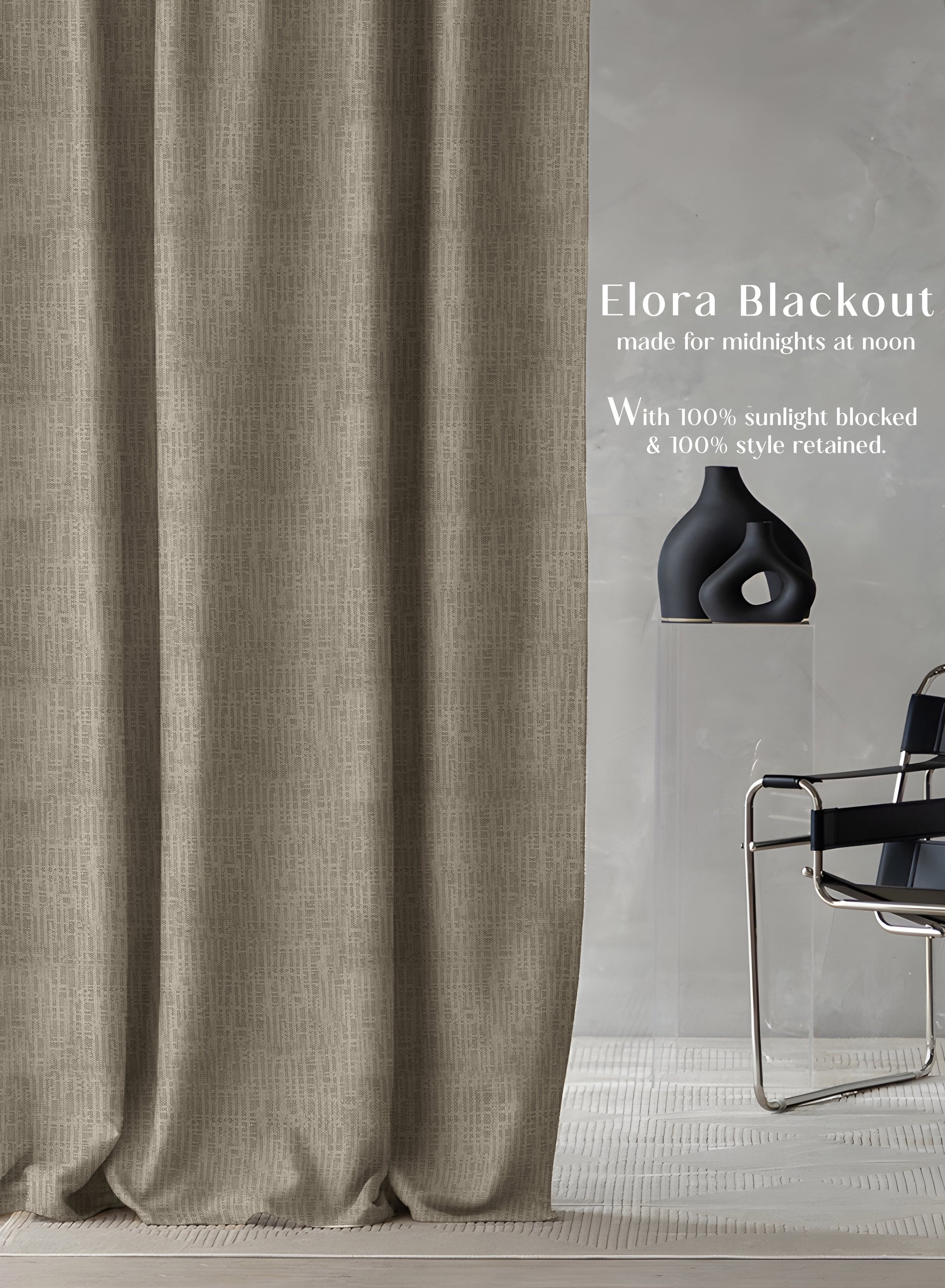 Elora Textured Blackout Curtains | Minimal Design & Total Light Block | Khaki Green | Set of 2 | Fully Customizable