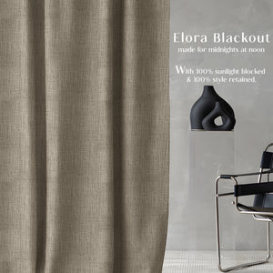 Elora Textured Blackout Curtains | Minimal Design & Total Light Block | Khaki Green | Set of 2 | Fully Customizable
