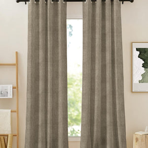 Elora Textured Blackout Curtains | Minimal Design & Total Light Block | Khaki Green | Set of 2 | Fully Customizable