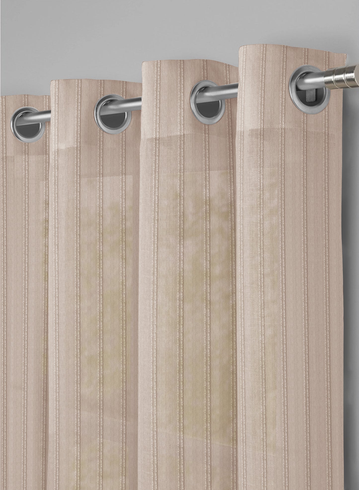 Amore Striped Sheer Curtains | Beige | Set of 2