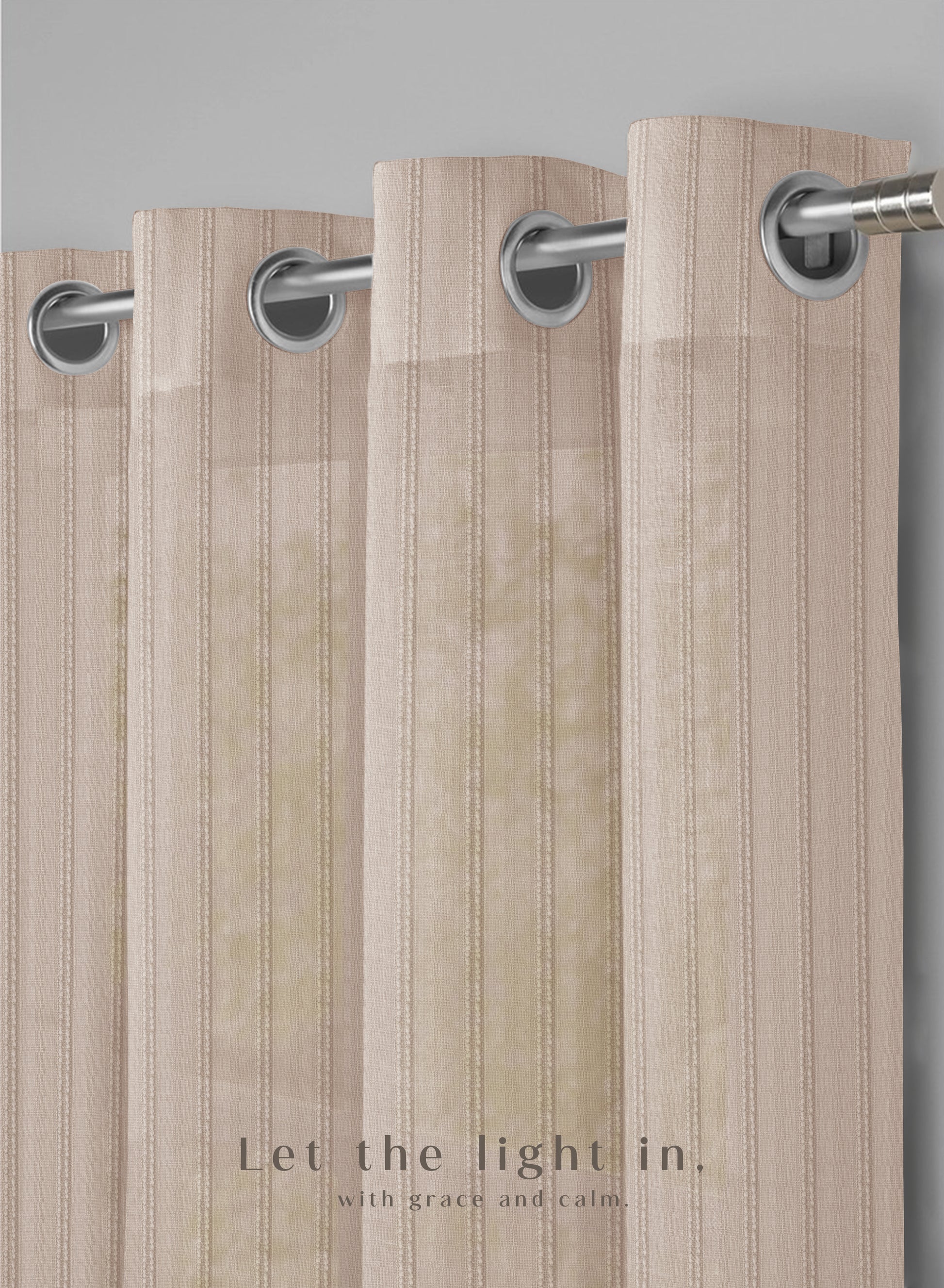 Amore Striped Sheer Curtains | Airy Elegance & Soft Light Filter | Beige | Set of 2 | Fully Customizable