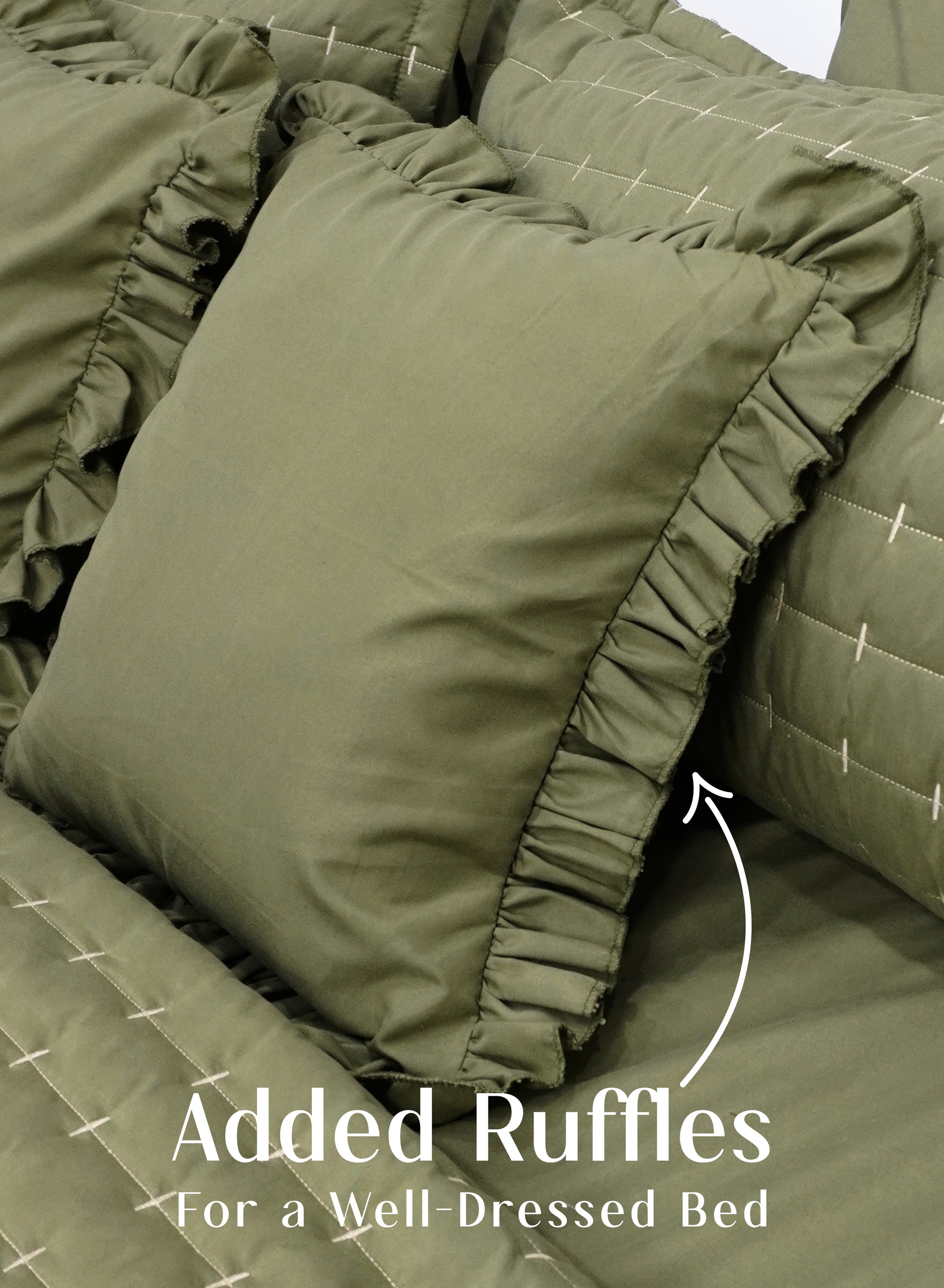 Home Crayons CloudTouch™ 8-Piece AC Bedding Set | Complete Bedroom Upgrade in One Set | Olive Grove