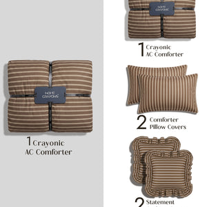 Crayonic™ 5-Piece AC Comforter Set | Signature Designer Comforter Set | Café Mocha