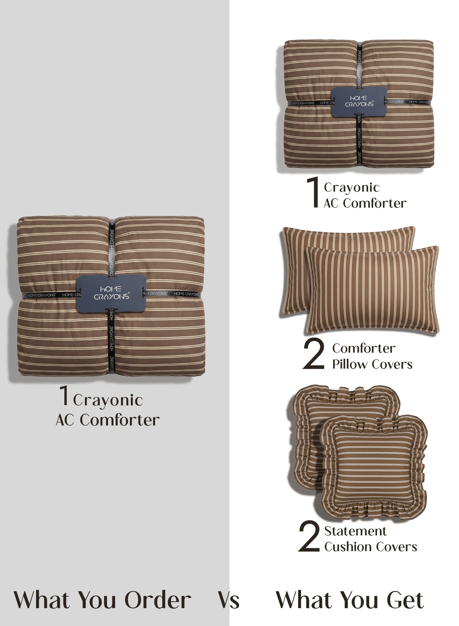 Crayonic™ 5-Piece AC Comforter Set | Signature Designer Comforter Set | Café Mocha