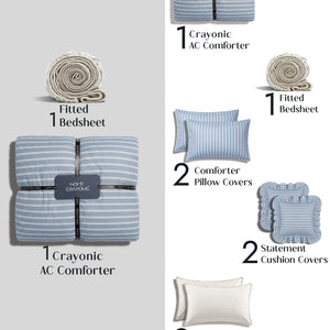 Crayonic™ 8-Piece AC Bedding Set | Signature Designer Bedding for AC Rooms | Coastal