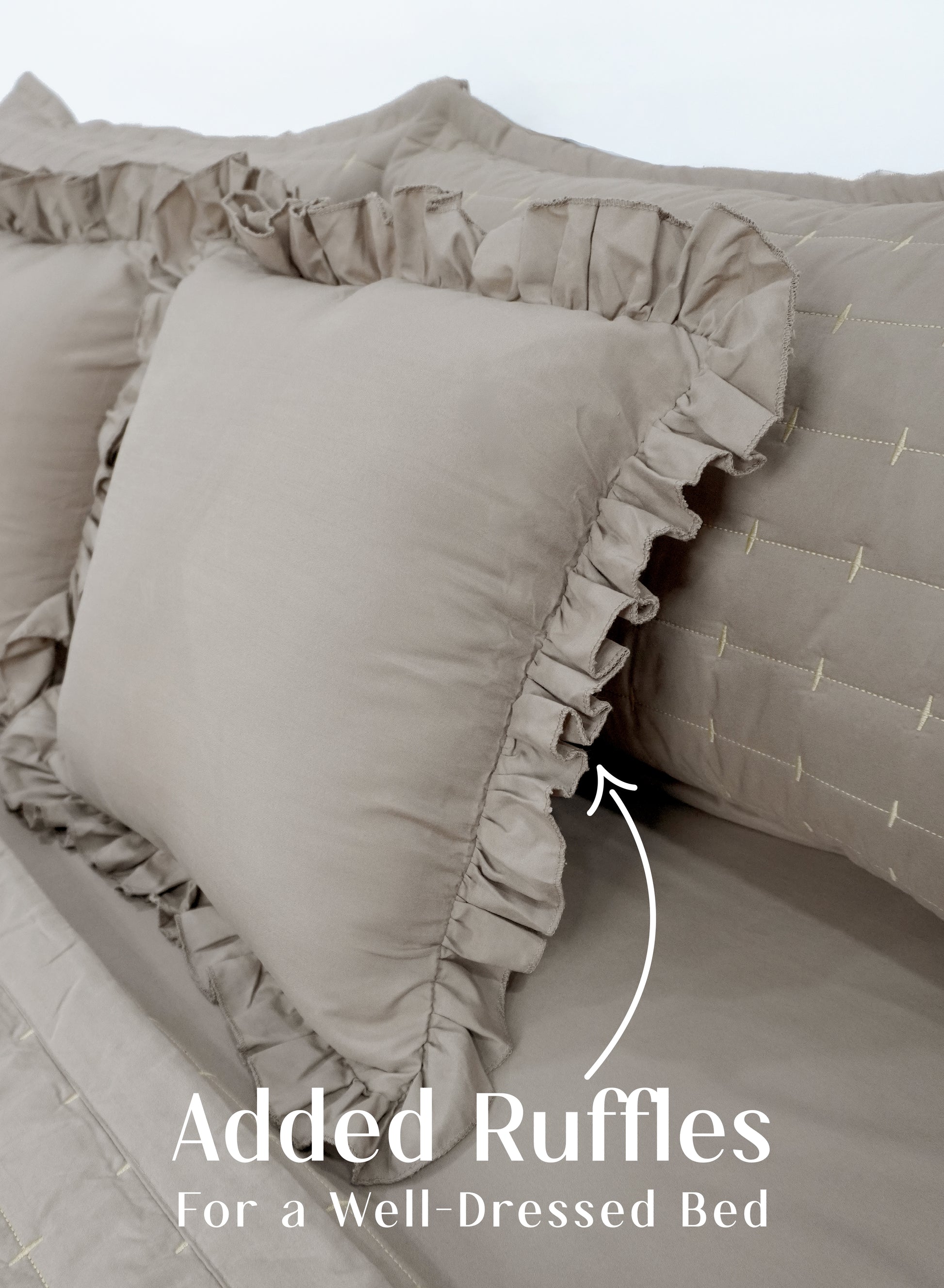 Home Crayons CloudTouch™ 5-Piece AC Comforter Set | 33% Oversized | Includes 2 Pillow & 2 Cushion Covers | Latte Crème