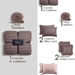Crayonic™ 8-Piece AC Bedding Set | Signature Designer Bedding for AC Rooms | Merlot