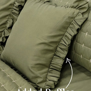Home Crayons CloudTouch™ 5-Piece AC Comforter Set | 33% Oversized | Includes 2 Pillow & 2 Cushion Covers | Olive Grove