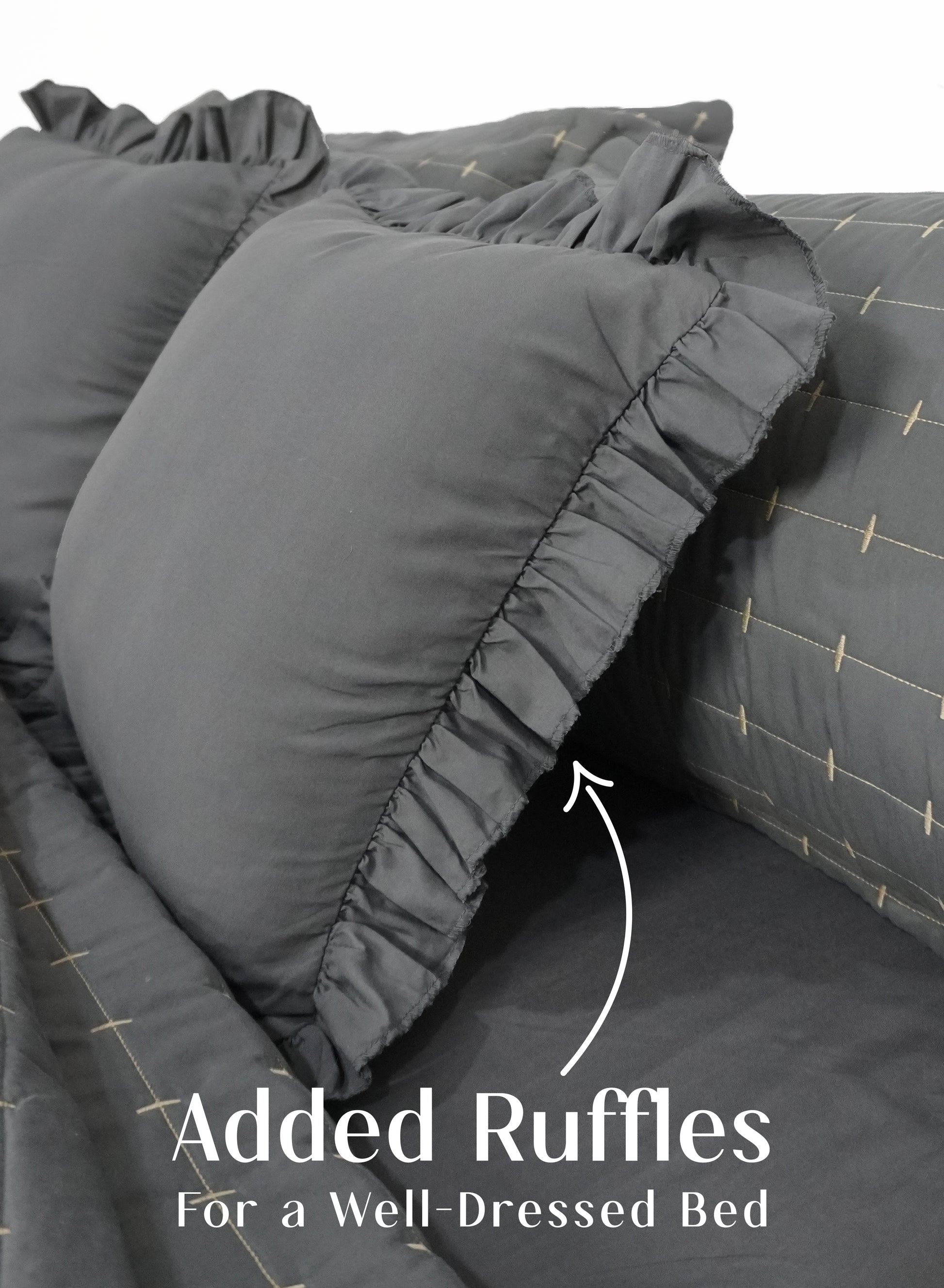 Home Crayons CloudTouch™ 5-Piece AC Comforter Set | 33% Oversized | Includes 2 Pillow & 2 Cushion Covers | Pebble Gray