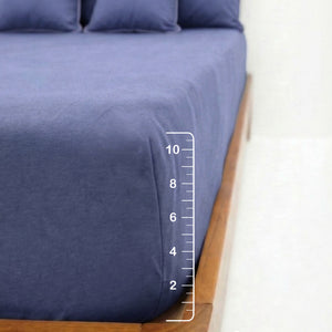 Home Crayons LuxeFit™ Fitted Bedsheet Set | Perfect Fit for Queen & King Mattresses | Persian Indigo