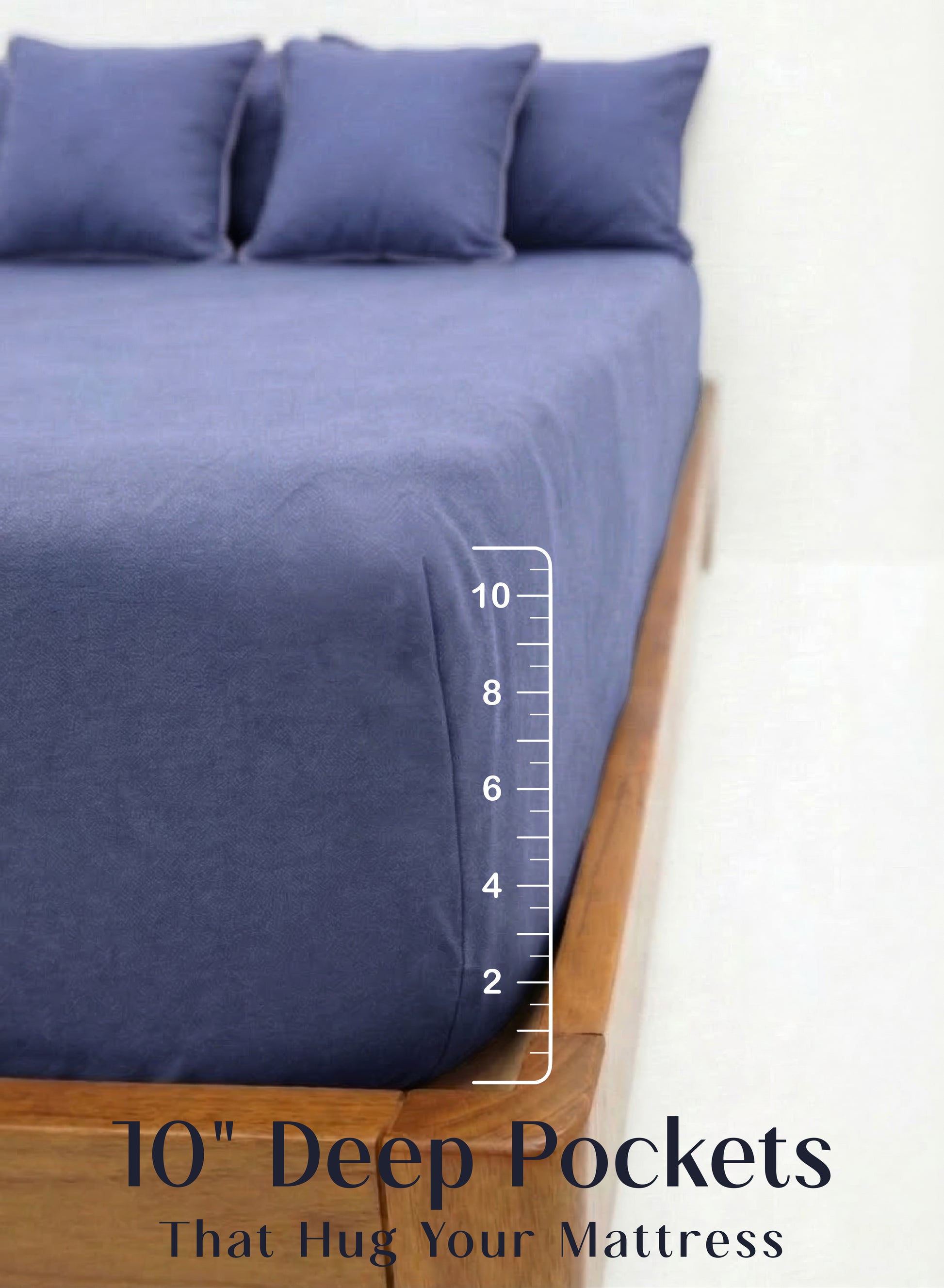 Home Crayons LuxeFit™ Fitted Bedsheet Set | Perfect Fit for Queen & King Mattresses | Persian Indigo
