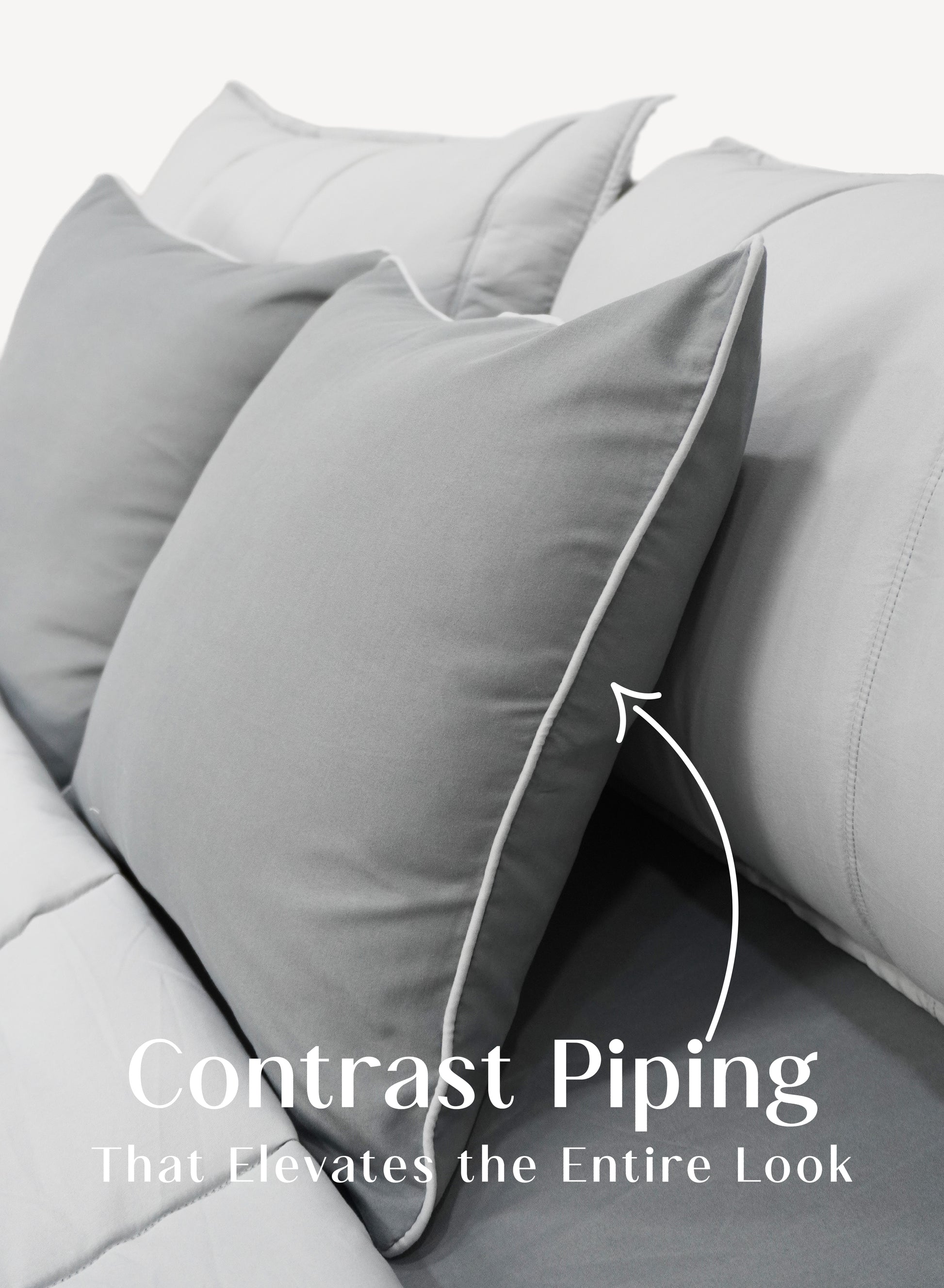 Home Crayons Cocoon AC Comforter Set | 5-Piece Designer Bed Set for Modern Homes | Pearl Gray