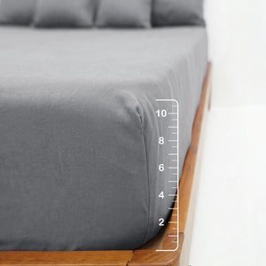Home Crayons LuxeFit™ Fitted Bedsheet Set | Perfect Fit for Queen & King Mattresses | Quill Gray