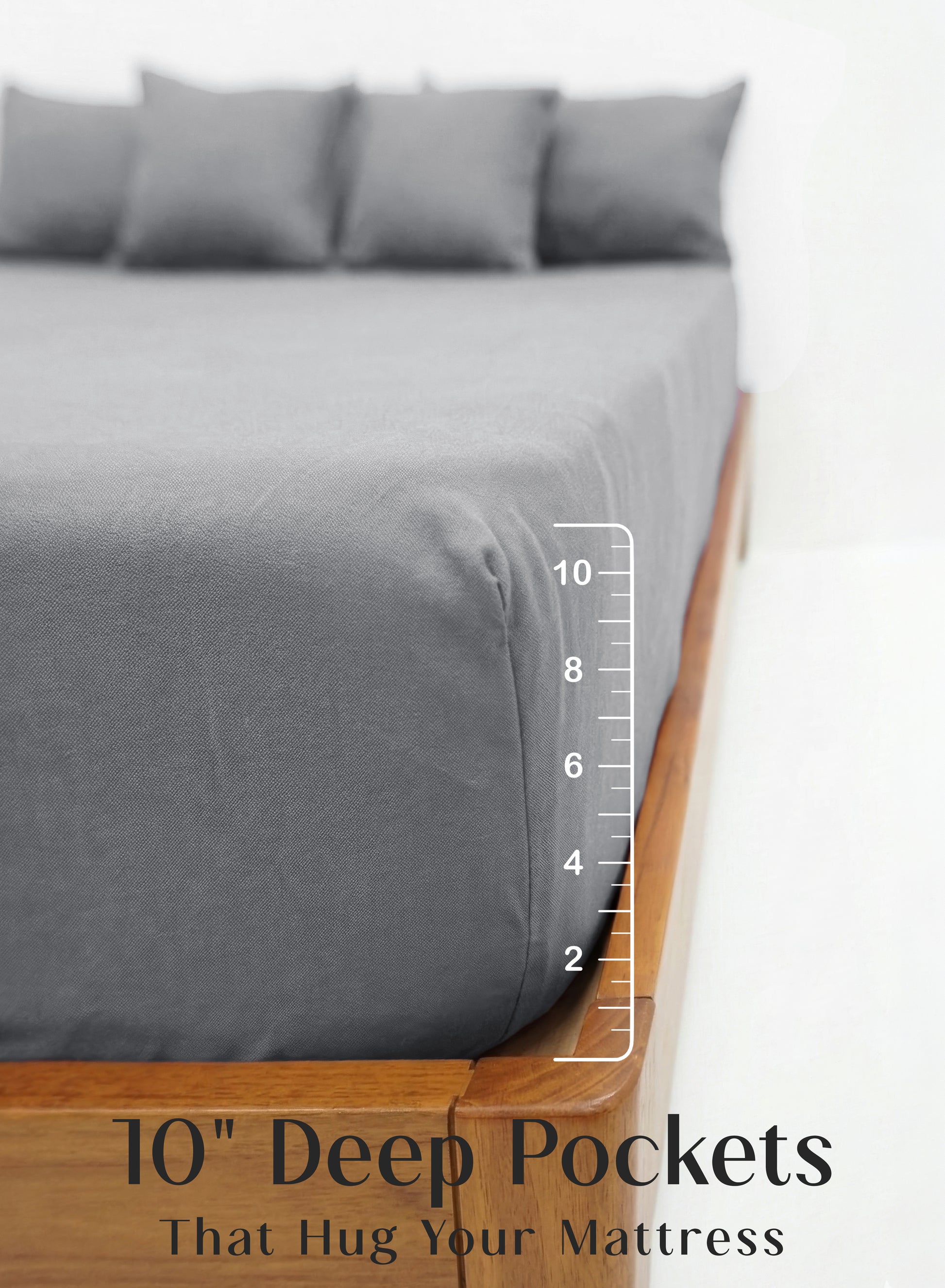 Home Crayons LuxeFit™ Fitted Bedsheet Set | Perfect Fit for Queen & King Mattresses | Quill Gray