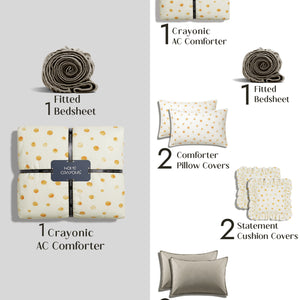 Crayonic™ 8-Piece AC Bedding Set | Signature Designer Bedding for AC Rooms | Butter Pop