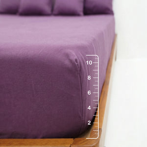 Home Crayons LuxeFit™ Fitted Bedsheet Set | Perfect Fit for Queen & King Mattresses | Matte Plum