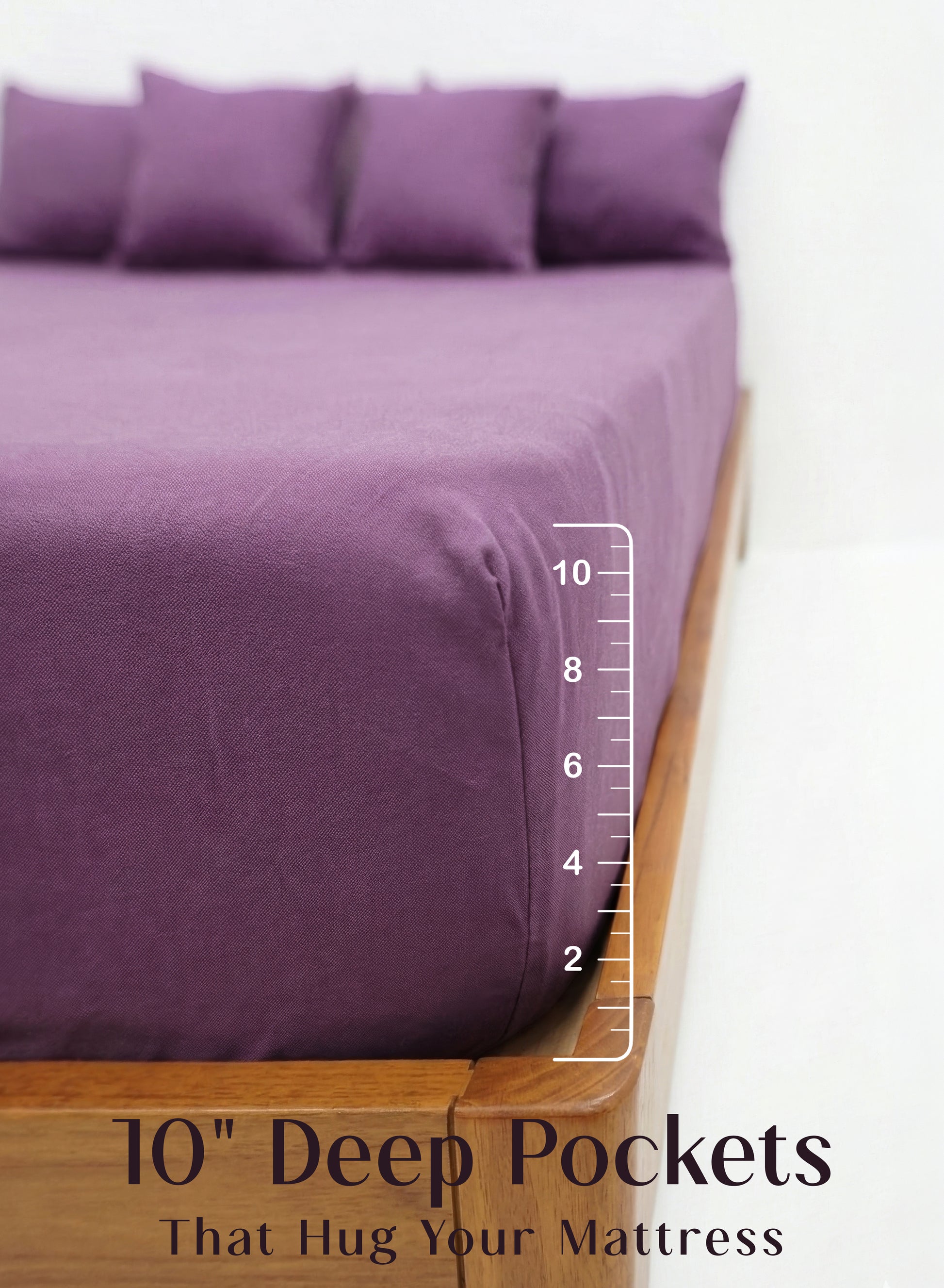 Home Crayons LuxeFit™ Fitted Bedsheet Set | Perfect Fit for Queen & King Mattresses | Matte Plum
