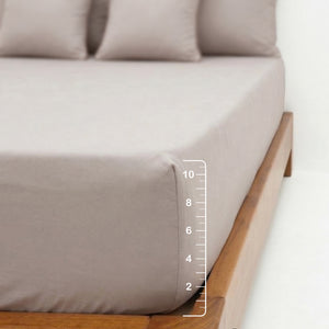 Home Crayons LuxeFit™ Fitted Bedsheet Set | Perfect Fit for Queen & King Mattresses | Ivory Beige