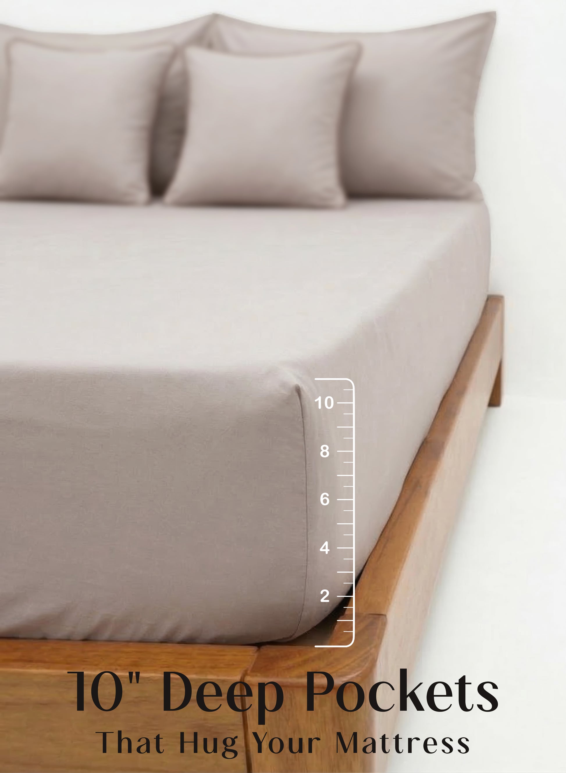 Home Crayons LuxeFit™ Fitted Bedsheet Set | Perfect Fit for Queen & King Mattresses | Ivory Beige