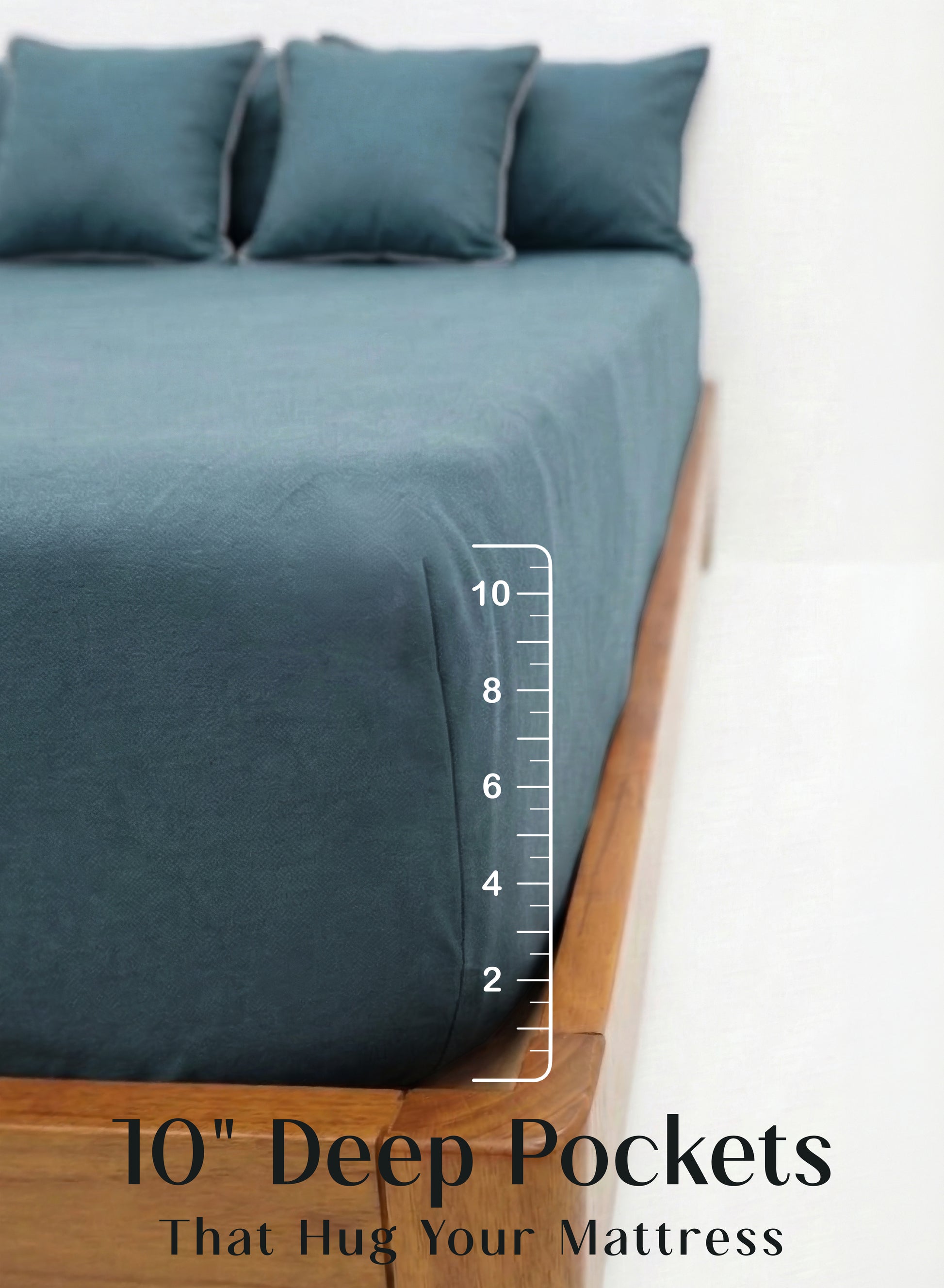 Home Crayons LuxeFit™ Fitted Bedsheet Set | Perfect Fit for Queen & King Mattresses | Tropical Teal