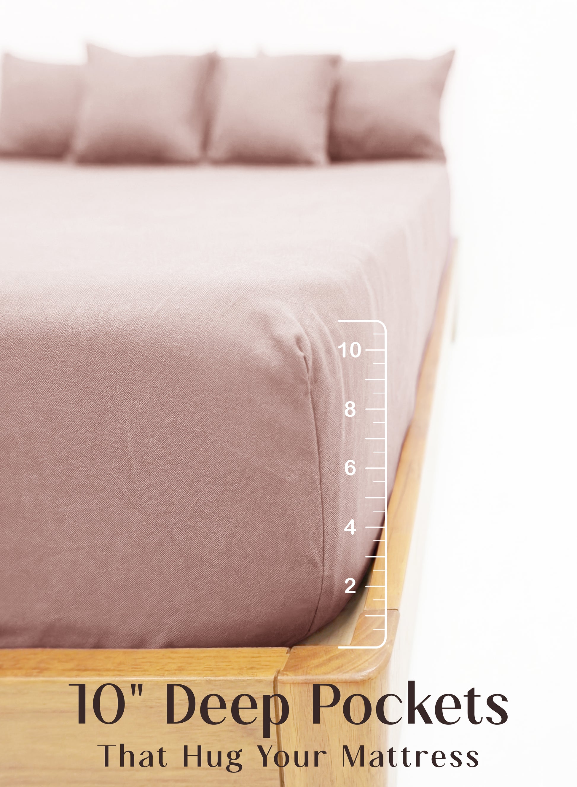 Home Crayons LuxeFit™ Fitted Bedsheet Set | Perfect Fit for Queen & King Mattresses | Pearl Blush