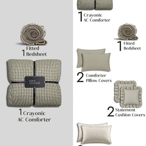 Crayonic™ 8-Piece AC Bedding Set | Signature Designer Bedding for AC Rooms | Olivewood