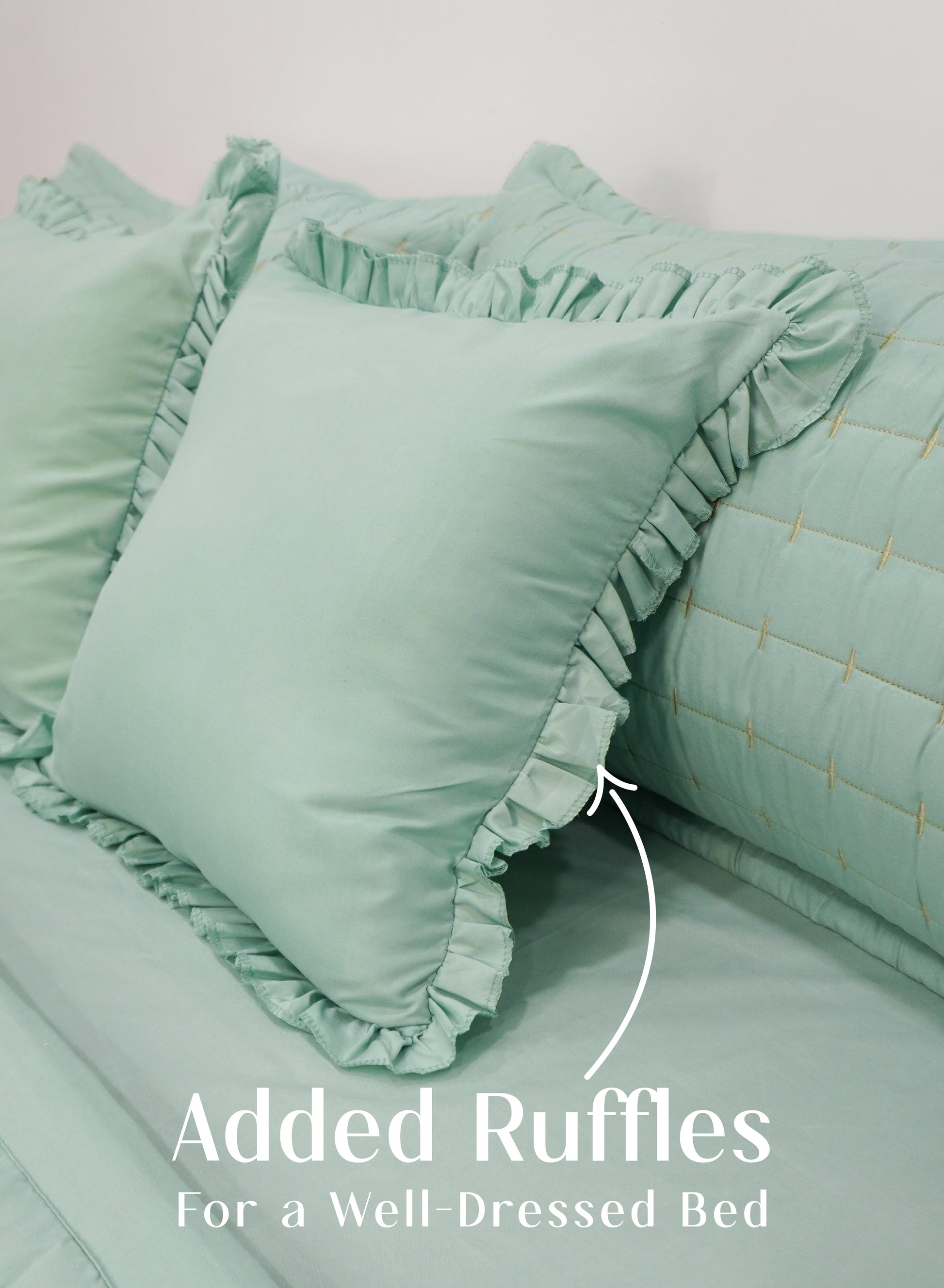 Home Crayons CloudTouch™ 5-Piece AC Comforter Set | 33% Oversized | Includes 2 Pillow & 2 Cushion Covers | Matcha Milk