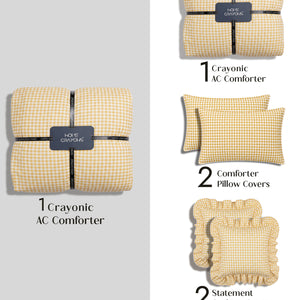 Crayonic™ 5-Piece AC Comforter Set | Signature Designer Comforter Set | Sunlit Gingham