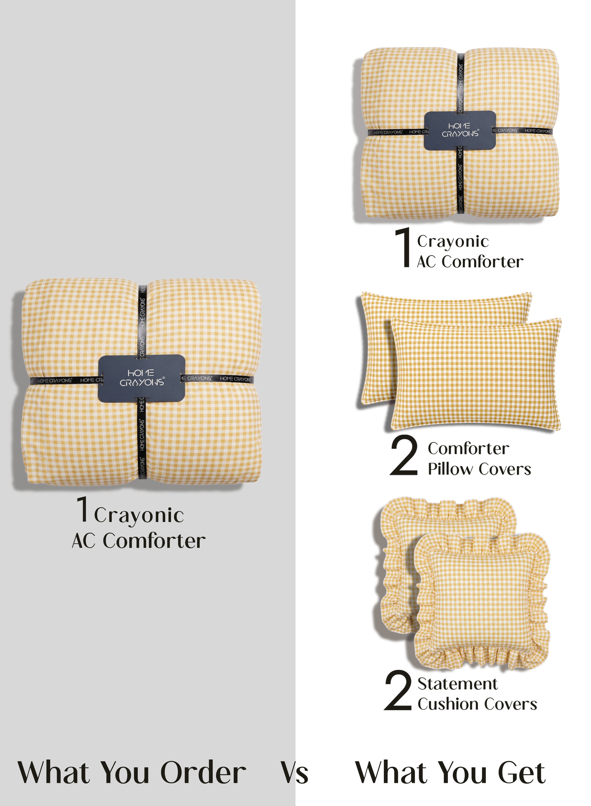 Crayonic™ 5-Piece AC Comforter Set | Signature Designer Comforter Set | Sunlit Gingham