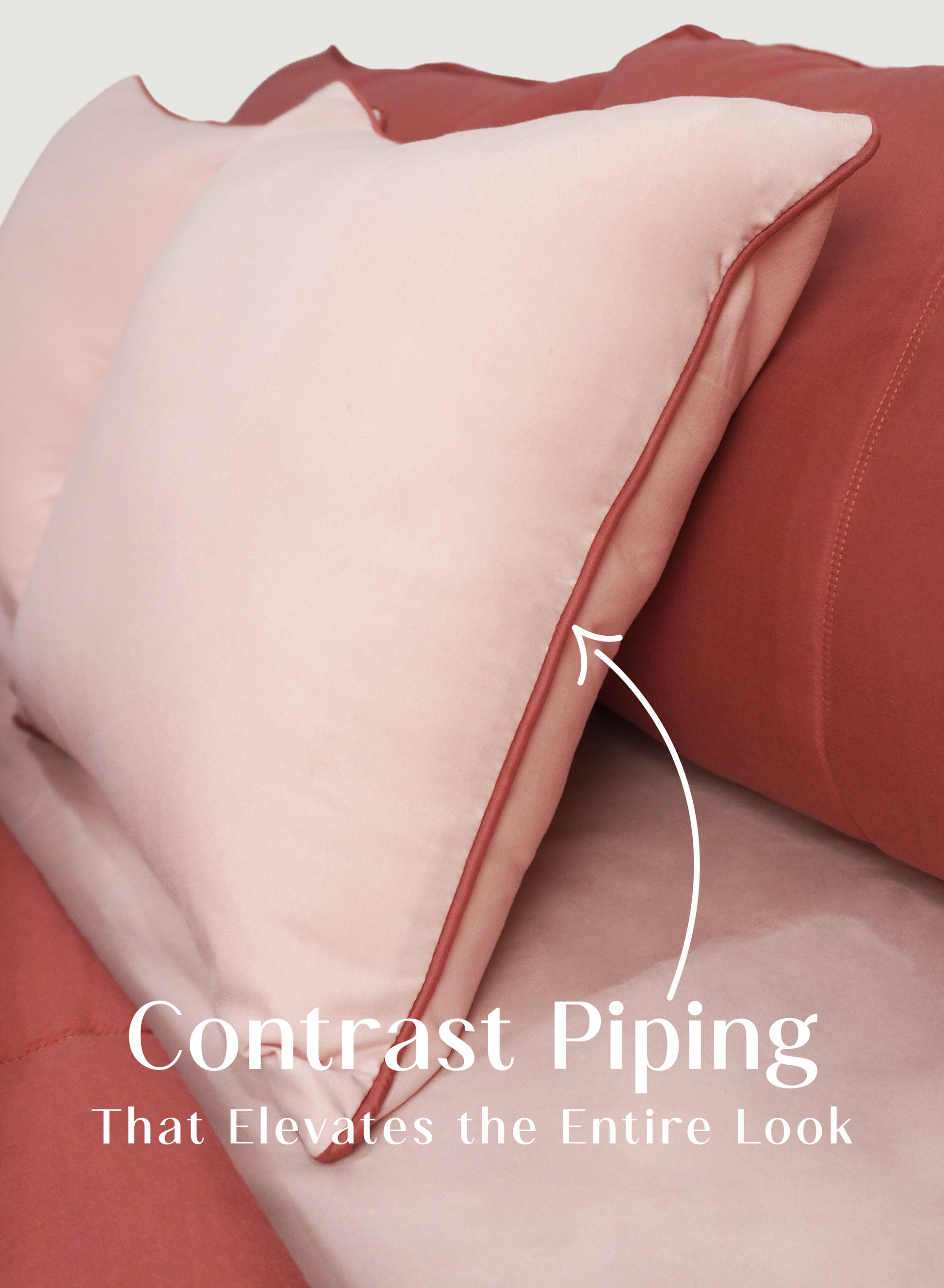 Home Crayons Cocoon AC Comforter Set | 5-Piece Designer Bed Set for Modern Homes | Terracotta