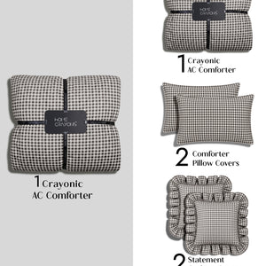 Crayonic™ 5-Piece AC Comforter Set | Signature Designer Comforter Set | Midnight Gingham