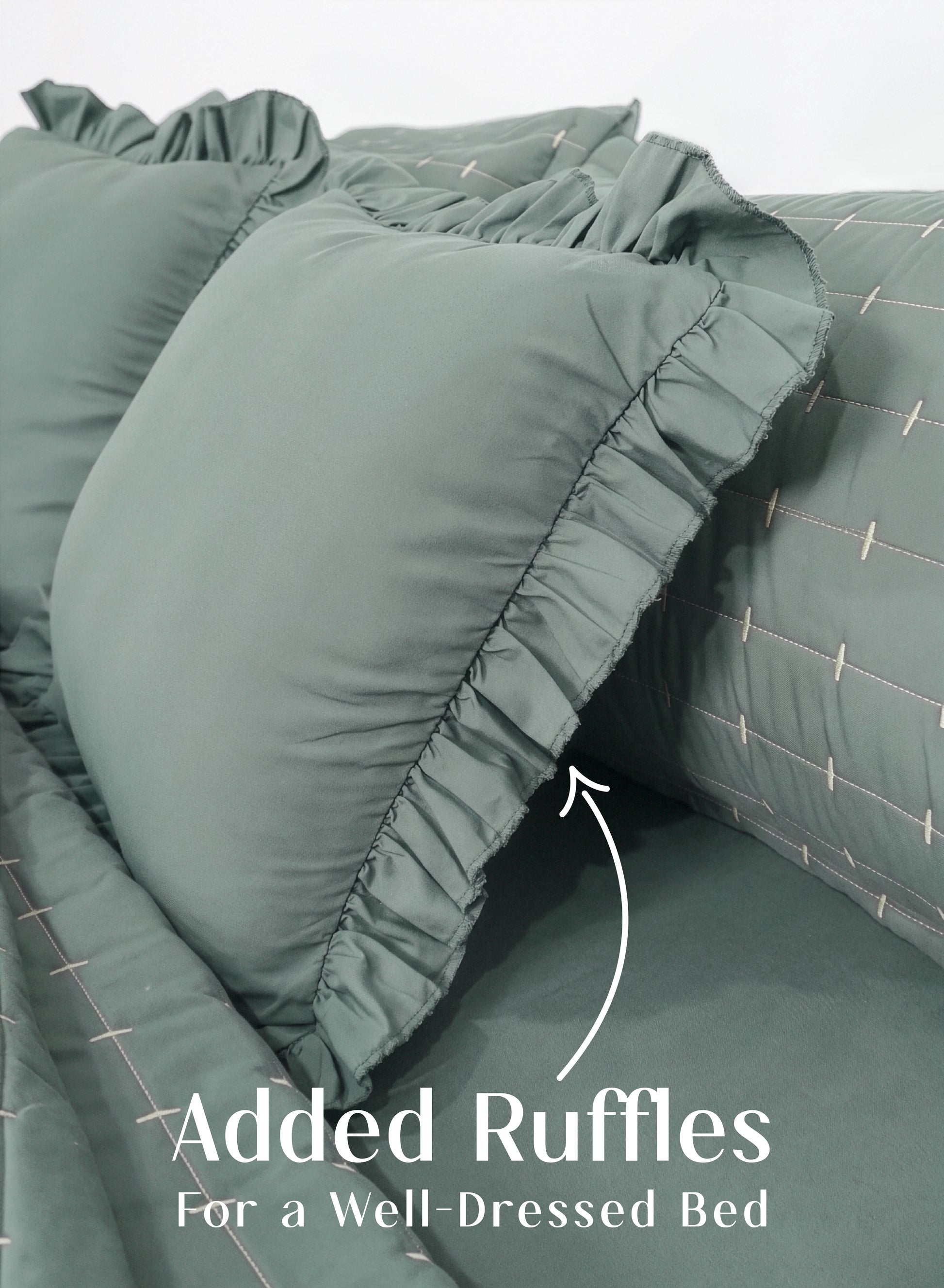 Home Crayons CloudTouch™ 5-Piece AC Comforter Set | 33% Oversized | Includes 2 Pillow & 2 Cushion Covers | Sage Green