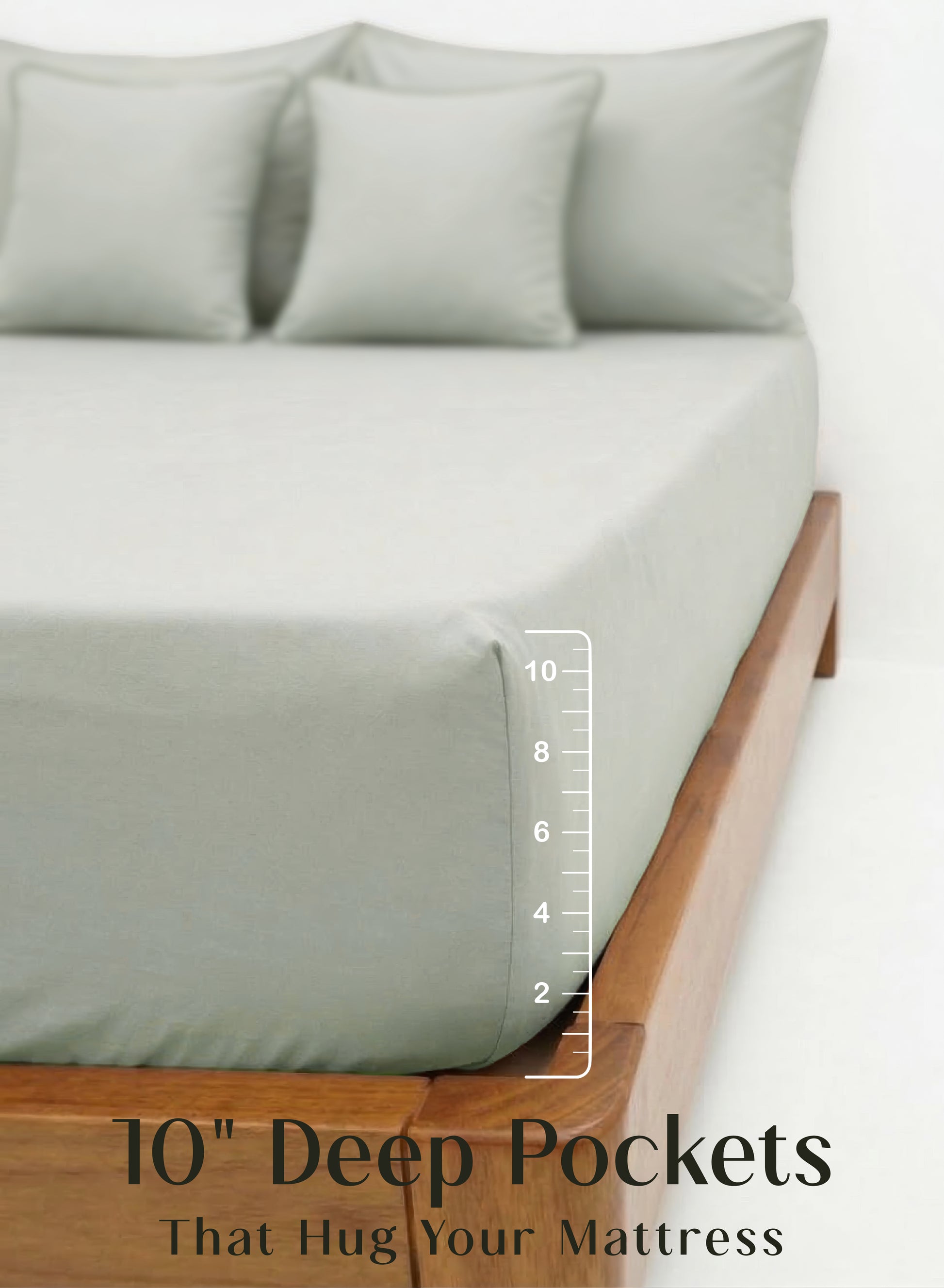 Home Crayons LuxeFit™ Fitted Bedsheet Set | Perfect Fit for Queen & King Mattresses | Pastel Pistachio