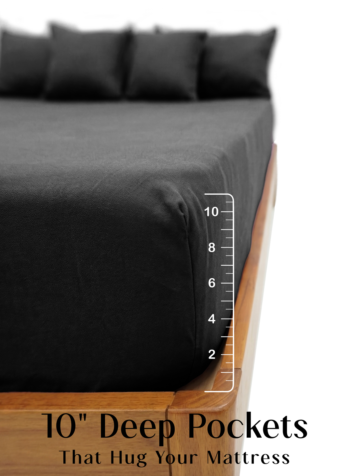 LuxeFit™ Fitted Bedsheet Set | Ebony Black
