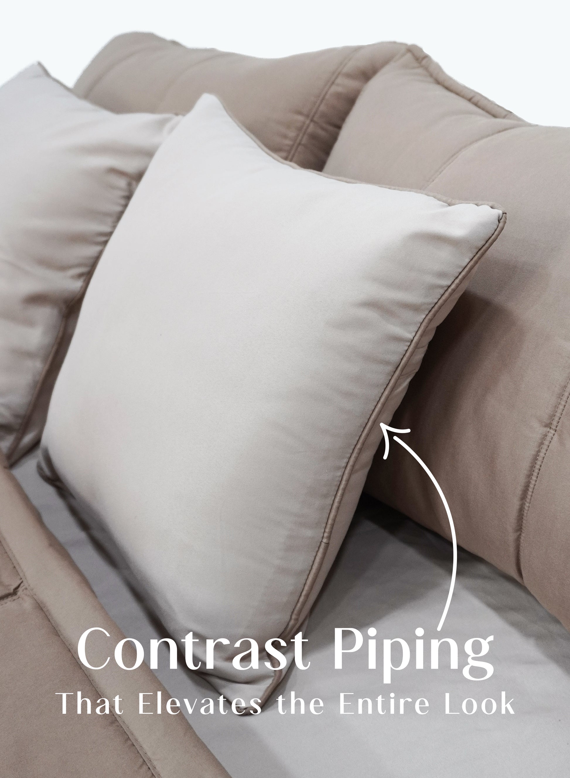 Home Crayons Cocoon AC Comforter Set | 5-Piece Designer Bed Set for Modern Homes | Earthy Beige