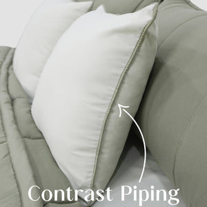 Home Crayons Cocoon AC Comforter Set | 5-Piece Designer Bed Set for Modern Homes | Olive Mist