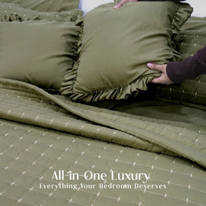 Home Crayons CloudTouch™ 8-Piece AC Bedding Set | Complete Bedroom Upgrade in One Set | Olive Grove