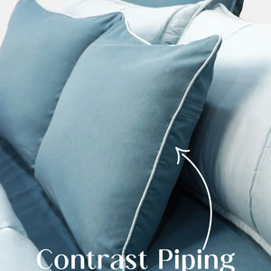 Home Crayons Cocoon 8-Piece AC Bedding Set | Coordinated Comforter, Fitted Sheet & Covers in One Set | Blue Meadow