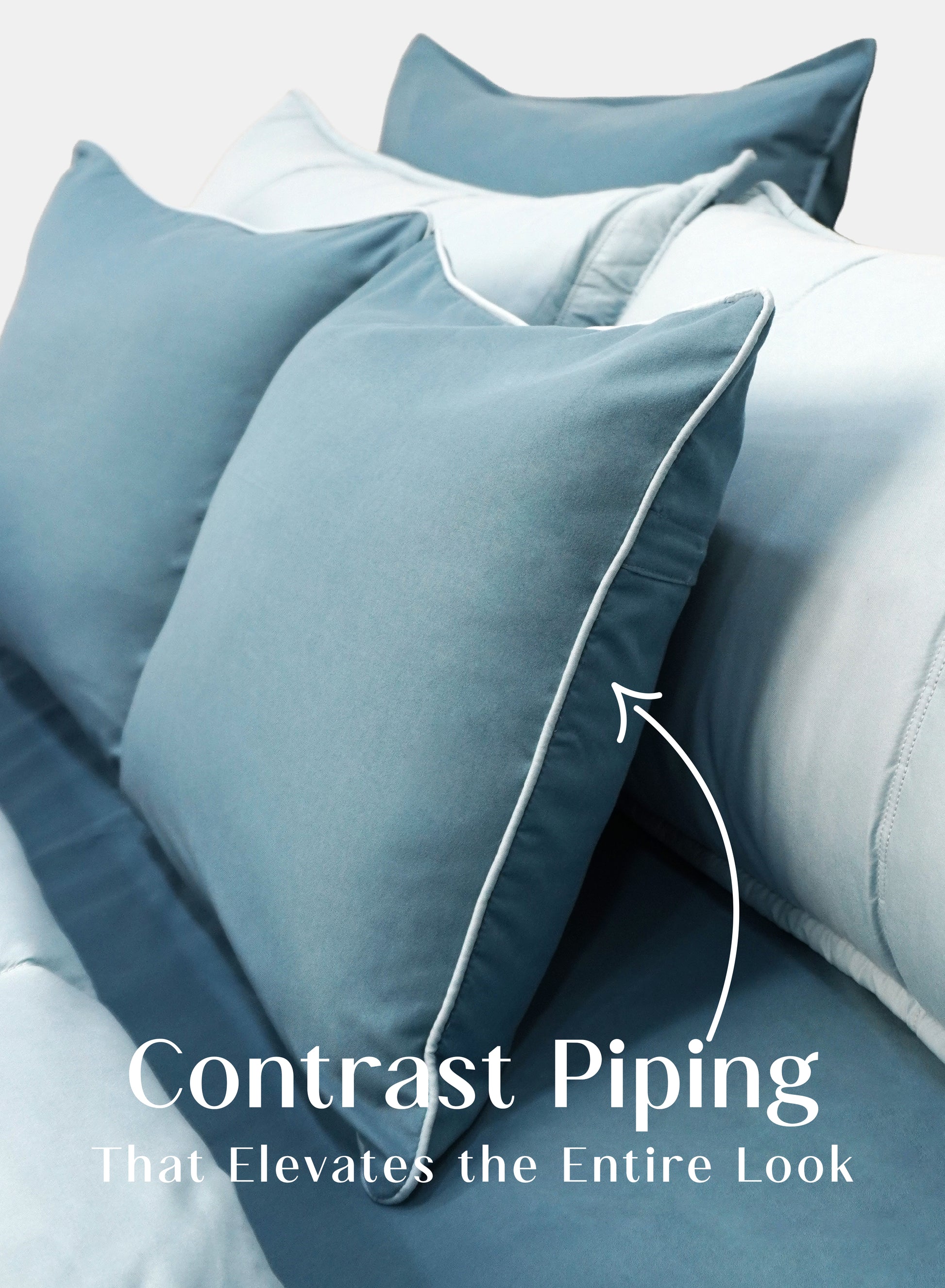 Home Crayons Cocoon 8-Piece AC Bedding Set | Coordinated Comforter, Fitted Sheet & Covers in One Set | Blue Meadow