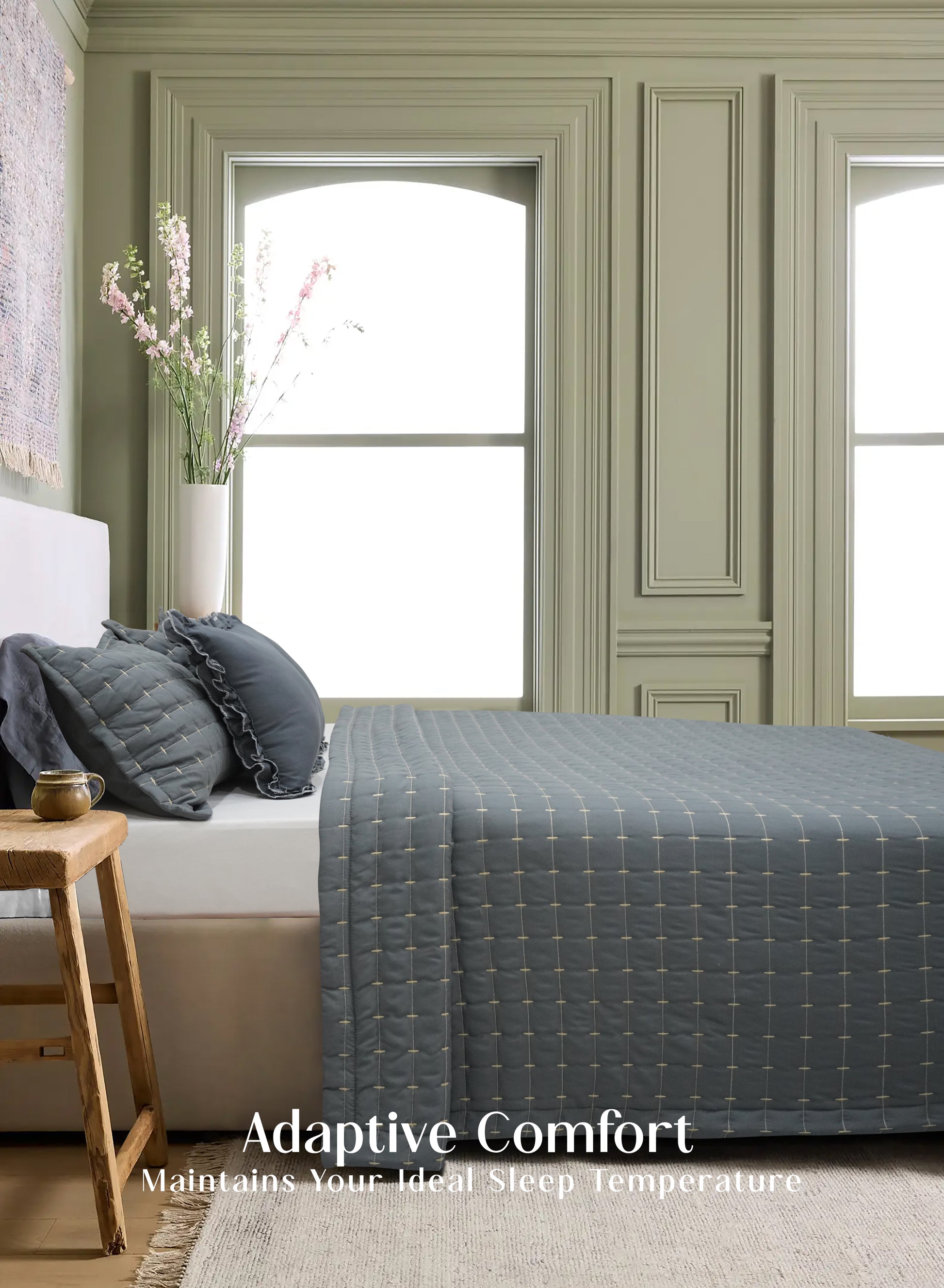 Home Crayons CloudTouch™ Comforter Set | All-Season | 33% Oversized | Includes 2 Pillow Covers & 2 Cushion Covers | Pebble Gray