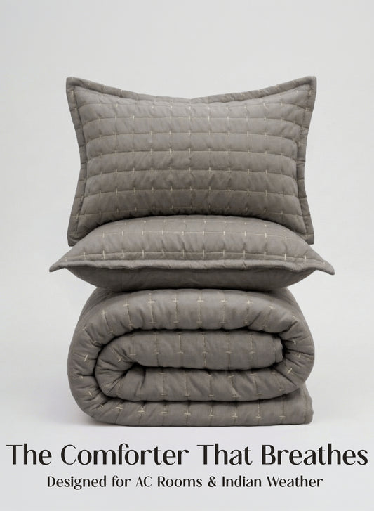 Home Crayons CloudTouch™ 5-Piece AC Comforter Set | 33% Oversized | Includes 2 Pillow & 2 Cushion Covers | Smoked Coffee