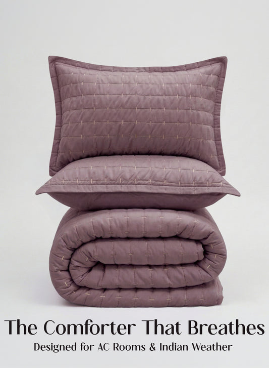 Home Crayons CloudTouch™ 5-Piece AC Comforter Set | 33% Oversized | Includes 2 Pillow & 2 Cushion Covers | Mulberry