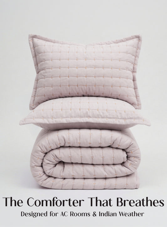 Home Crayons CloudTouch™ 5-Piece AC Comforter Set | 33% Oversized | Includes 2 Pillow & 2 Cushion Covers | Sakura Blush